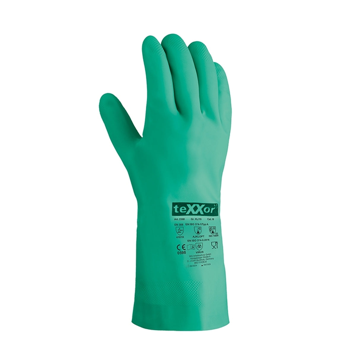 teXXor® 2360 Chemikalienschutz-Handschuhe NITRIL grün - Bauwolke24