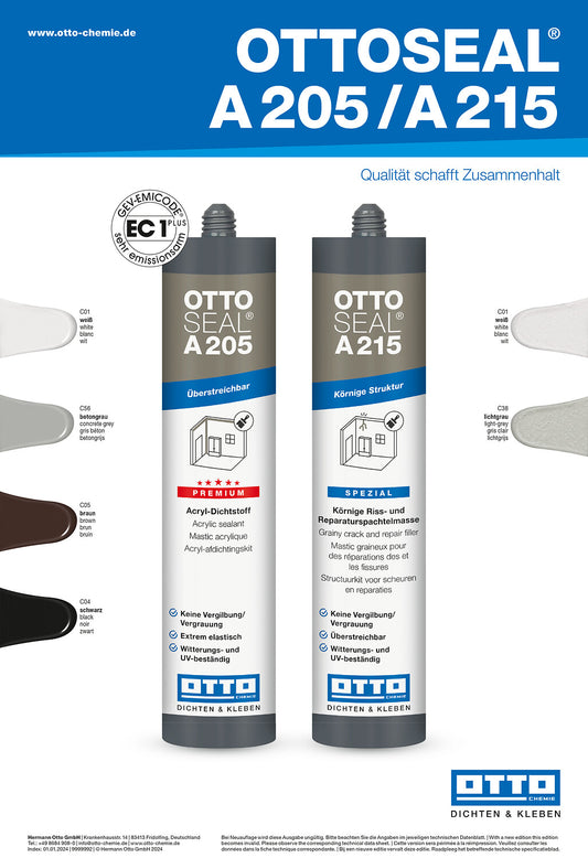 SPARSET 20x 310ml: OTTOSEAL A215 Strukturacryl - körniger Riss- und Reparaturspachtel - Bauwolke24