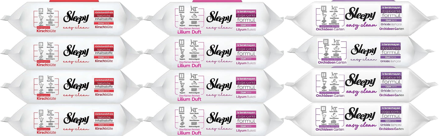 12x Sleepy Easy Clean Blumenserie Reinigungstücher Feuchttücher