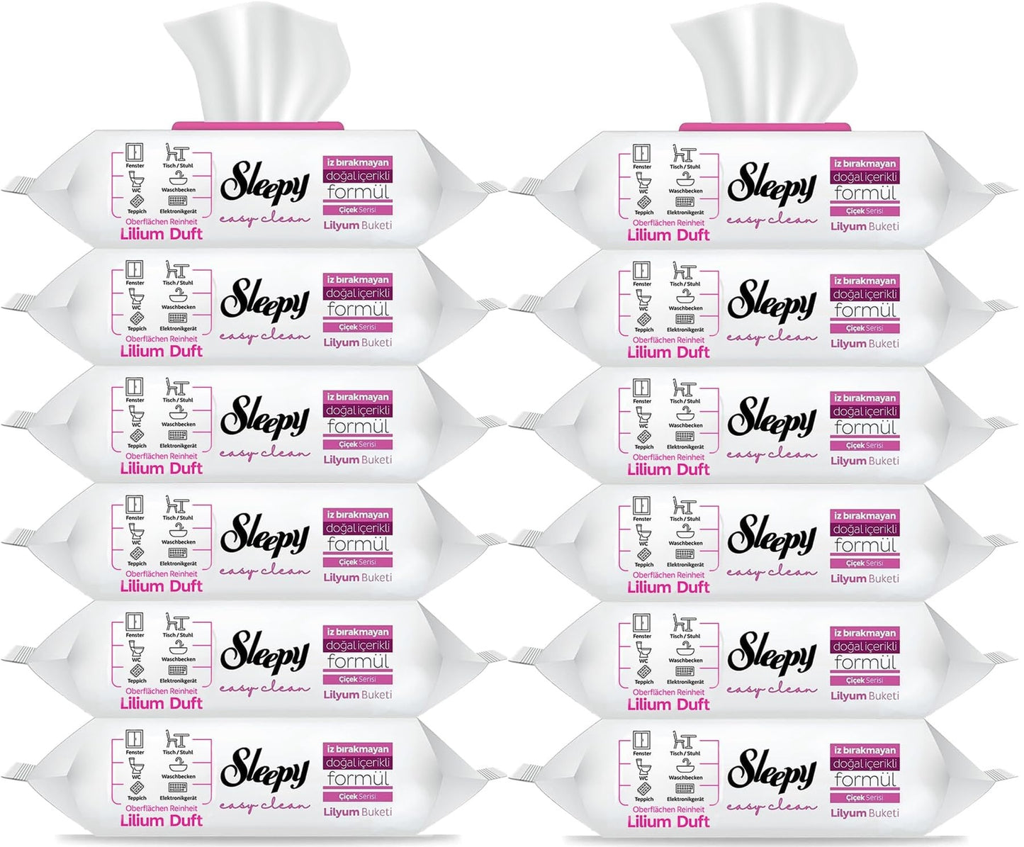 12x Sleepy Easy Clean Blumenserie Reinigungstücher Feuchttücher