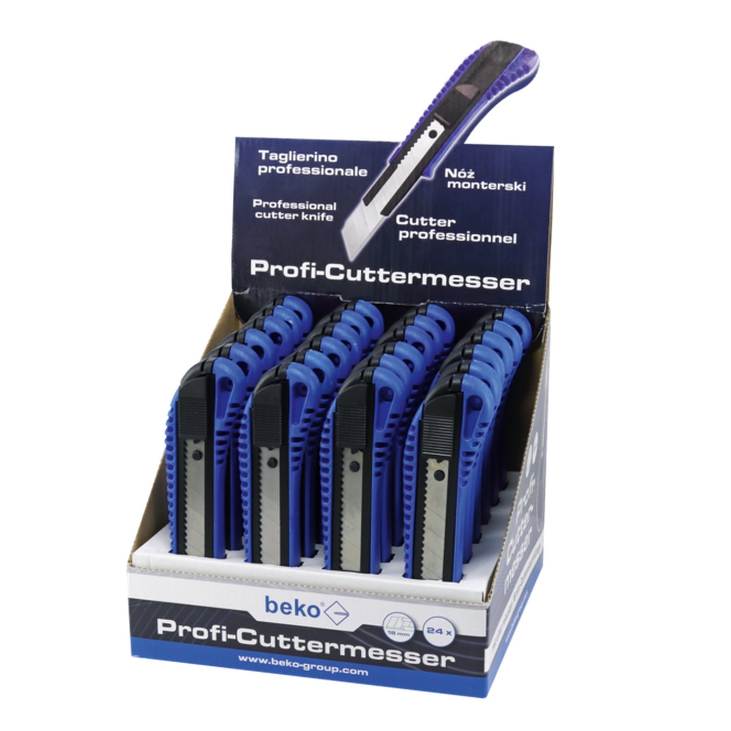 beko® Profi-Cuttermesser Japan| 18 mm Cutter blau/schwarz - Bauwolke24