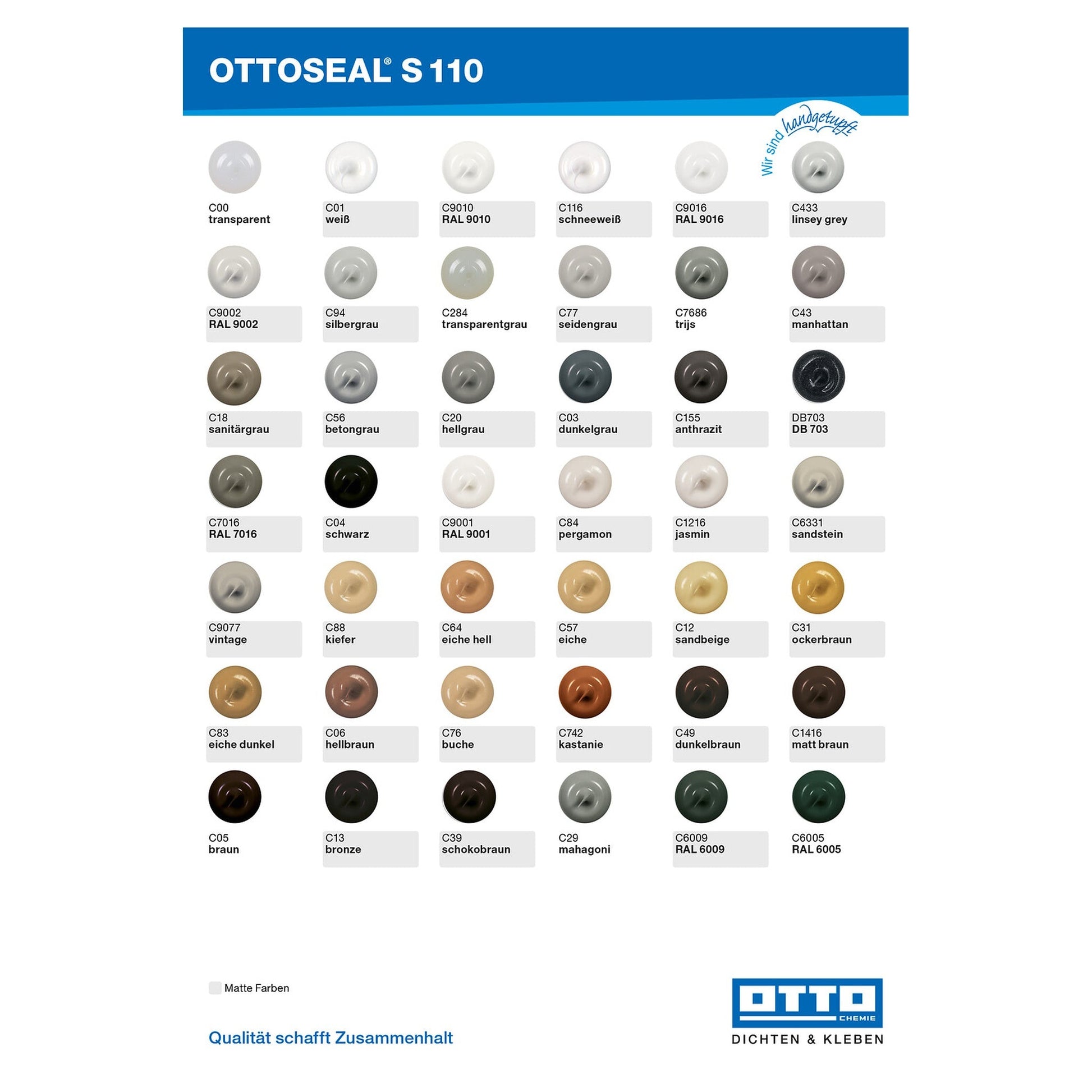 OTTOSEAL S110 Verarbeiter-Farbtafel