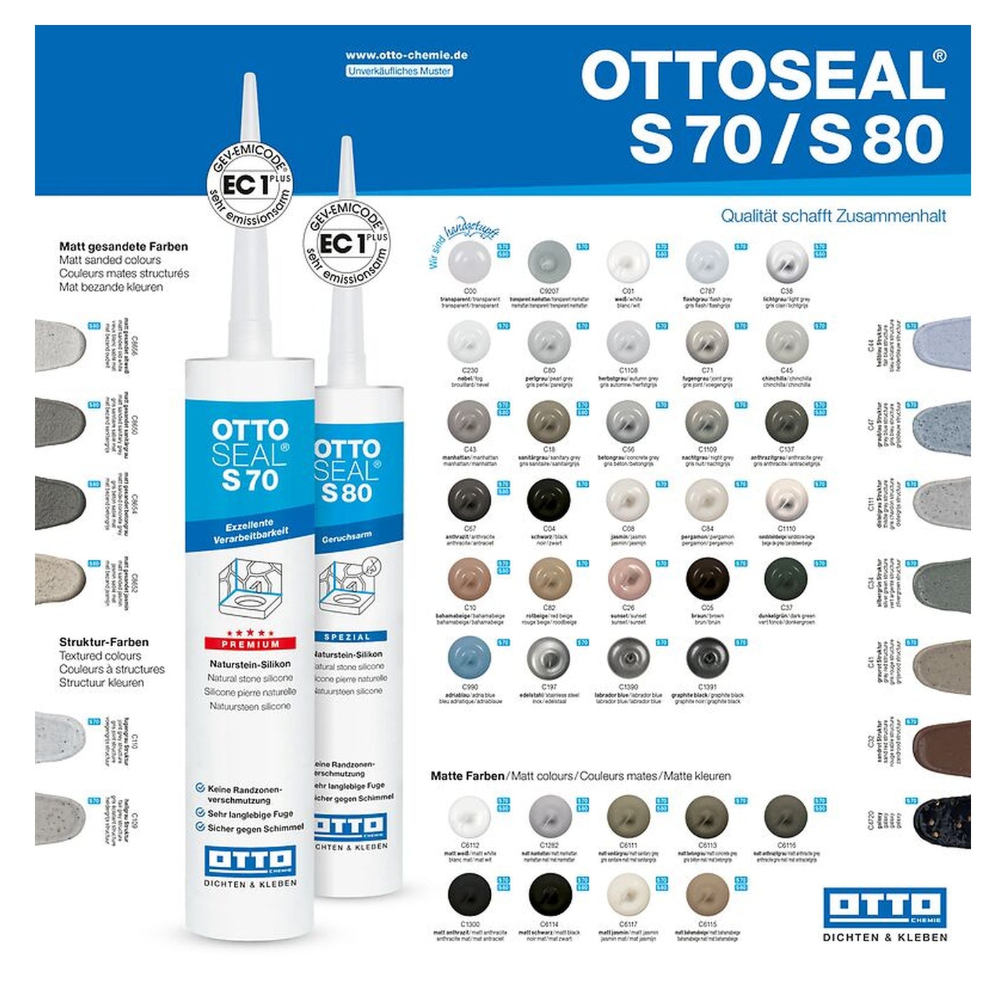 SPARSET 20x 310ml: OTTOSEAL® S 70 Premium-Naturstein-Silikon - Bauwolke24